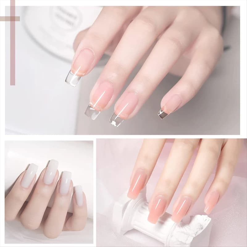 clear poly gel nail extension kit with tips and brush — image 5