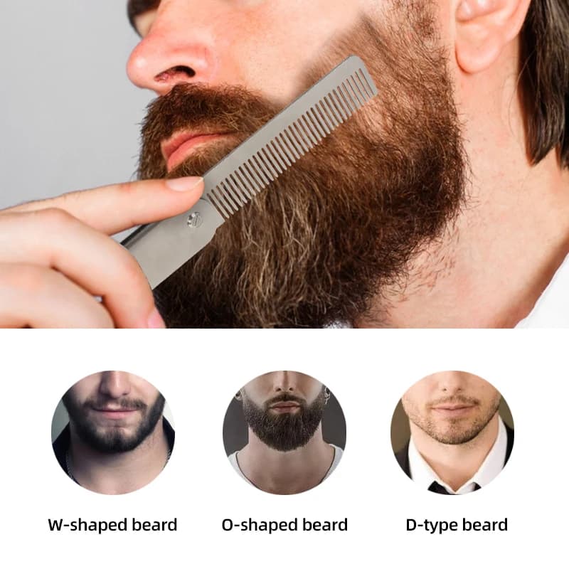 folding stainless steel hair comb for men — image 5
