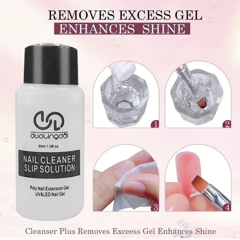 clear poly gel nail extension kit with tips and brush — image 3