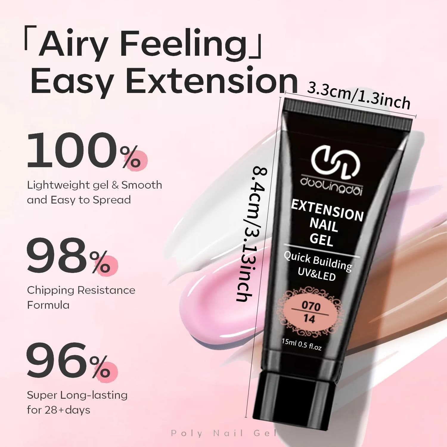 clear poly gel nail extension kit with tips and brush — image 2