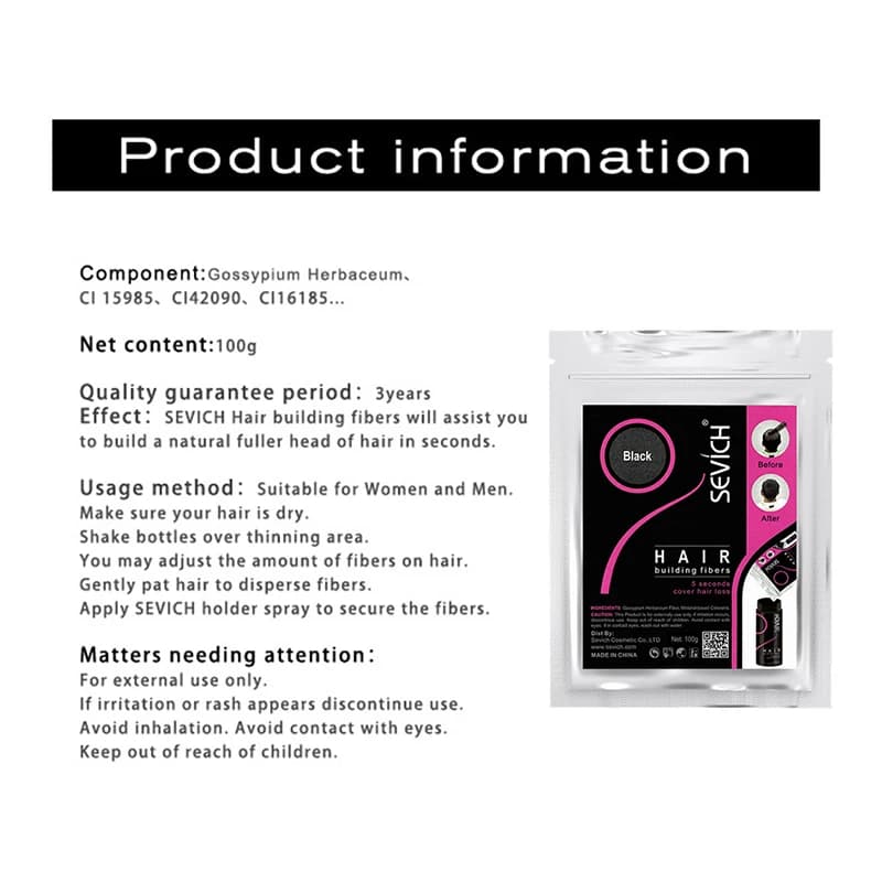 Sevich hair fibers refill bag 100g — image 5