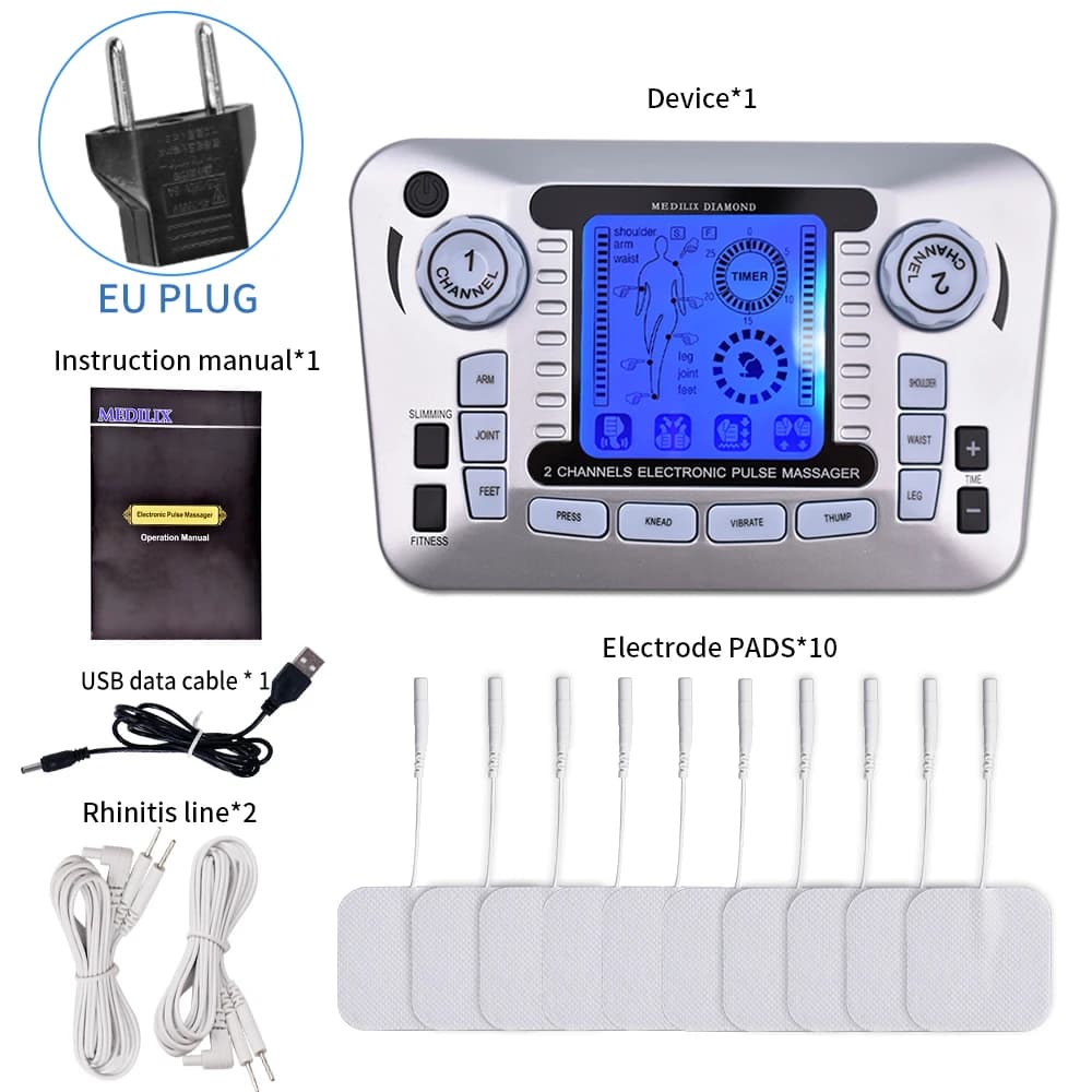 TENS EMS muscle stimulator with electrical pads — image 8