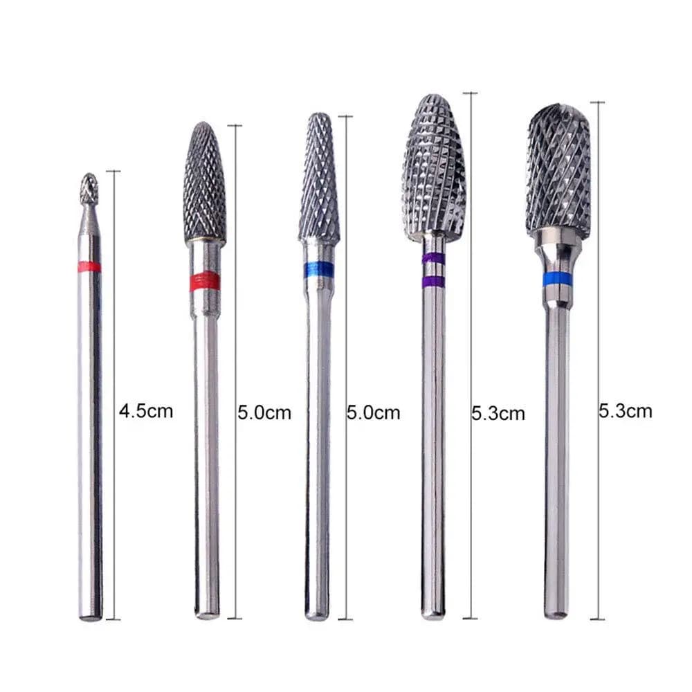 Set of five tungsten steel nail drill bits for gel removal — image 3