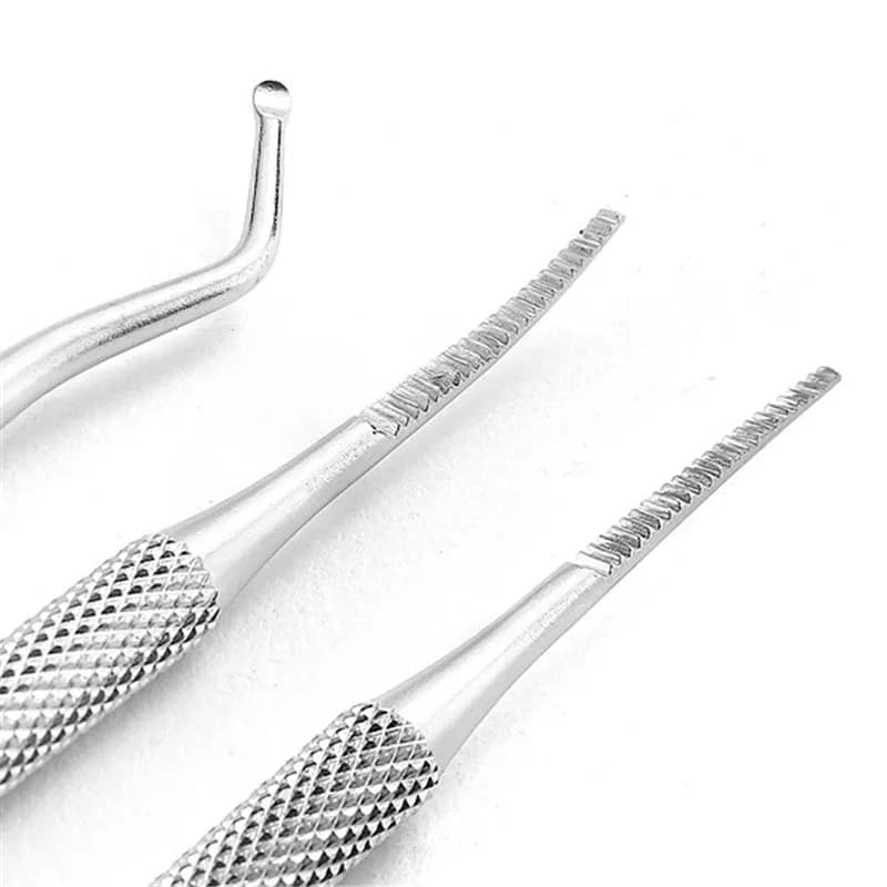 double-ended stainless steel toe nail file with hook — image 3