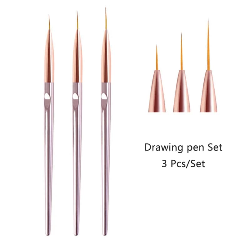 set of three acrylic nail art stripe pens — image 1