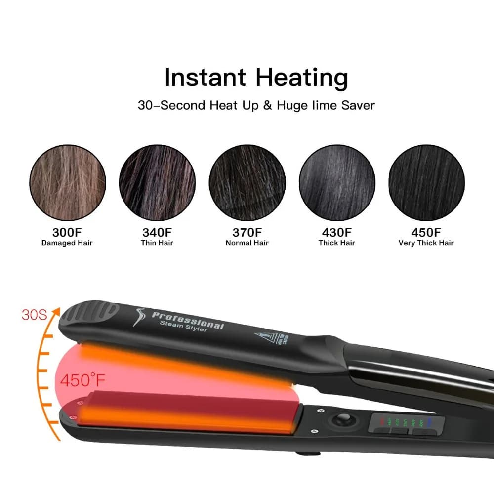 steam ceramic hair straightener with flat iron plates — image 5