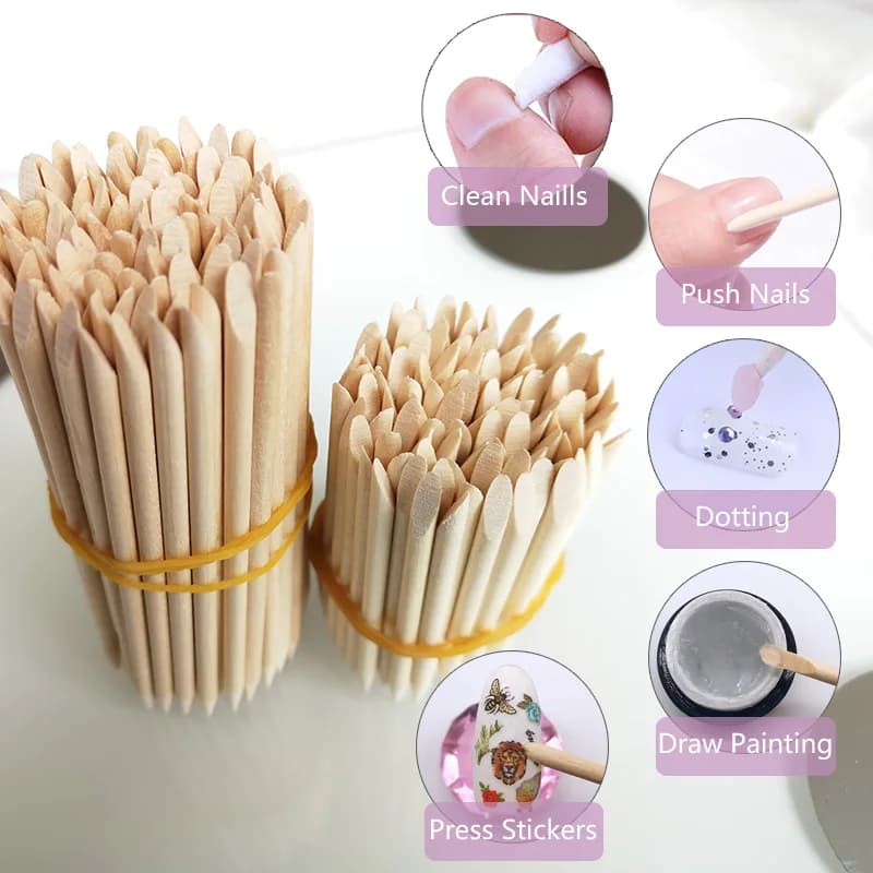 orange wood cuticle pusher sticks — image 2