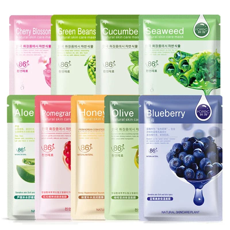 sheet facial mask with blueberry cucumber pomegranate aloe — image 3