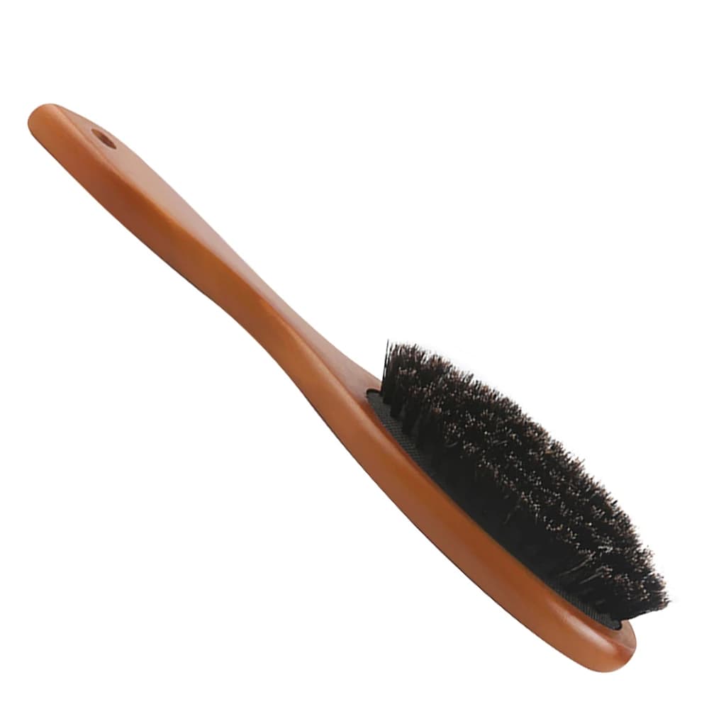 Oval natural boar bristle hair brush with wooden handle — image 5