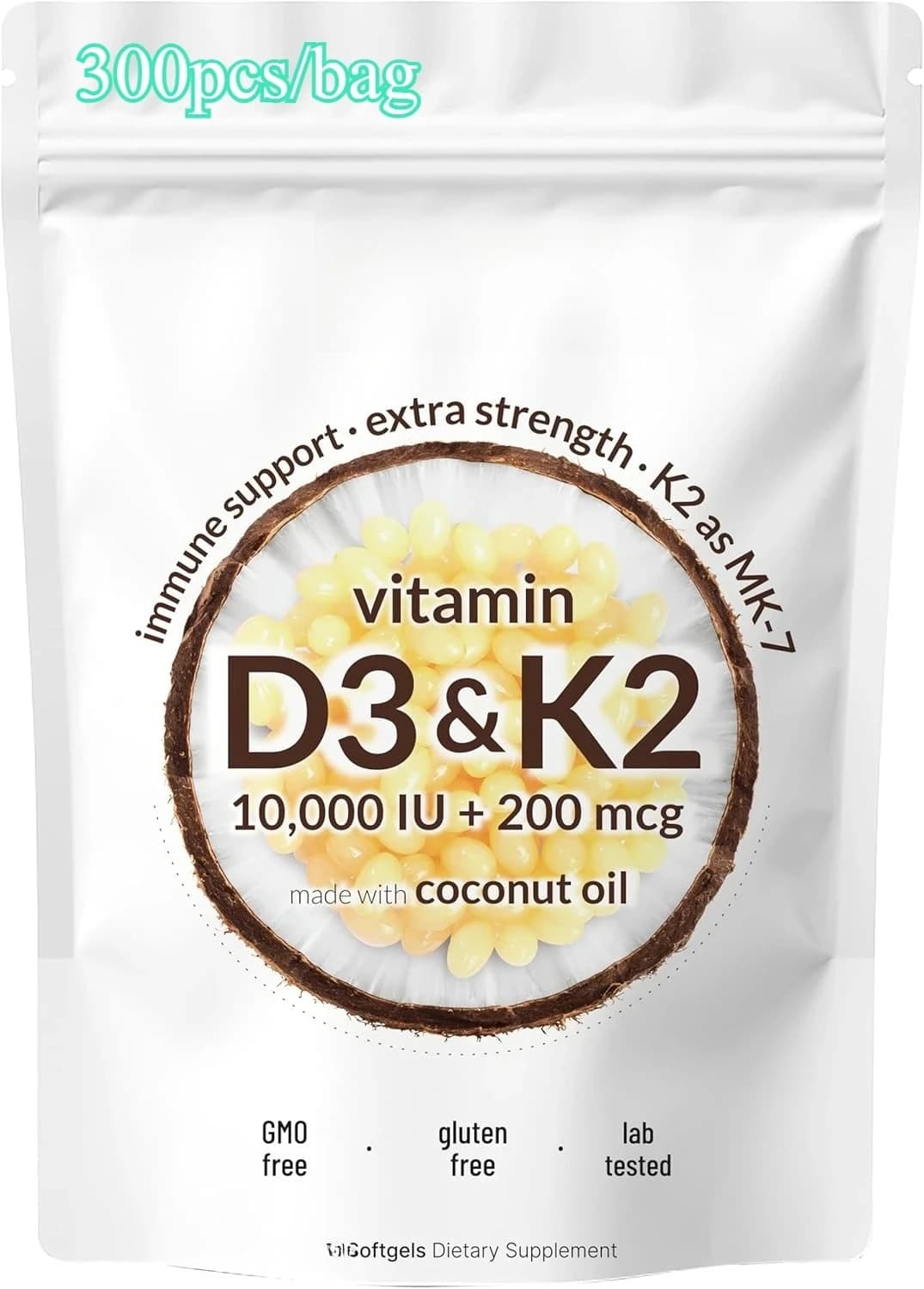 Vitamin D3 10,000 IU and K2 MK-7 softgel bottle — image 8