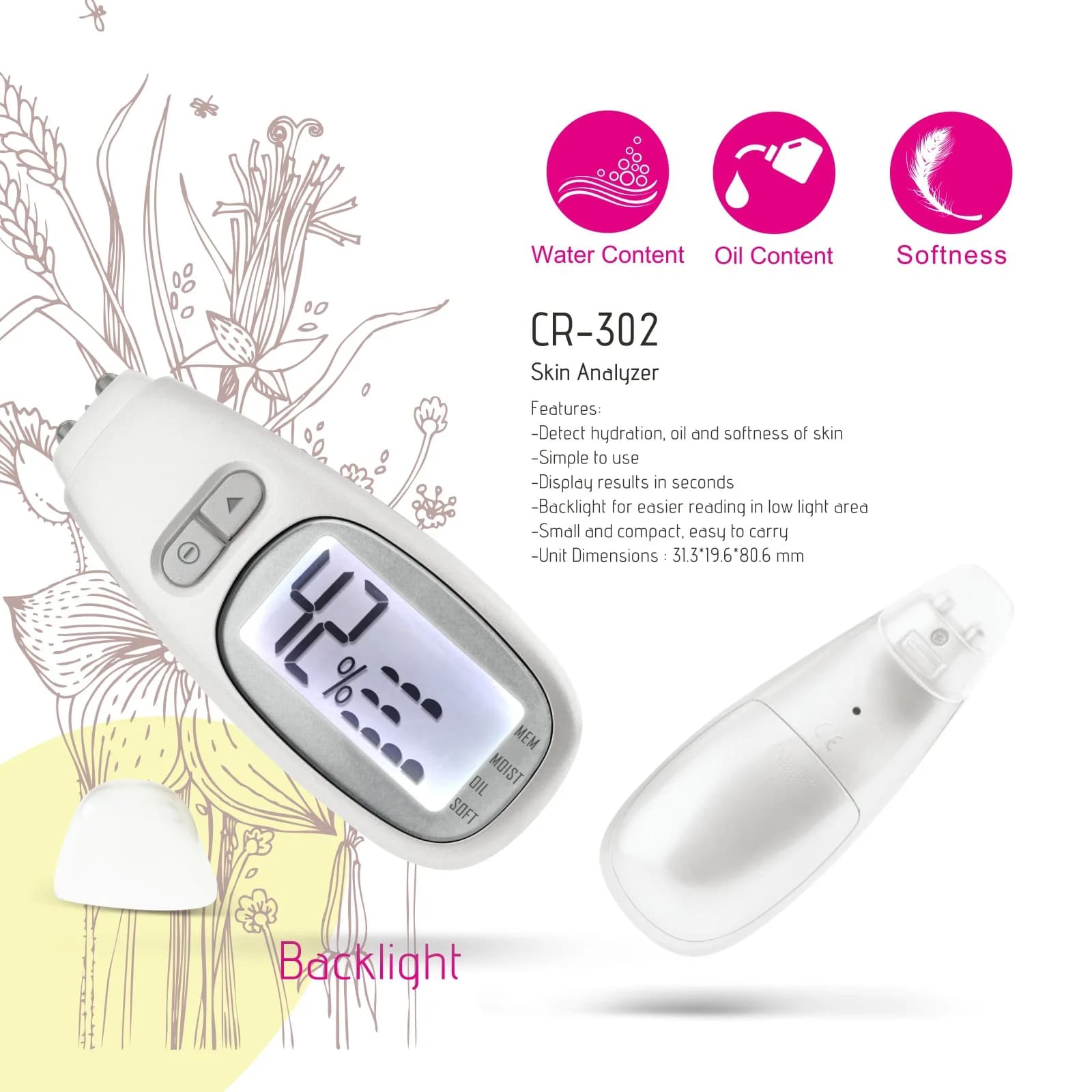 handheld digital skin tester with LCD screen — image 4
