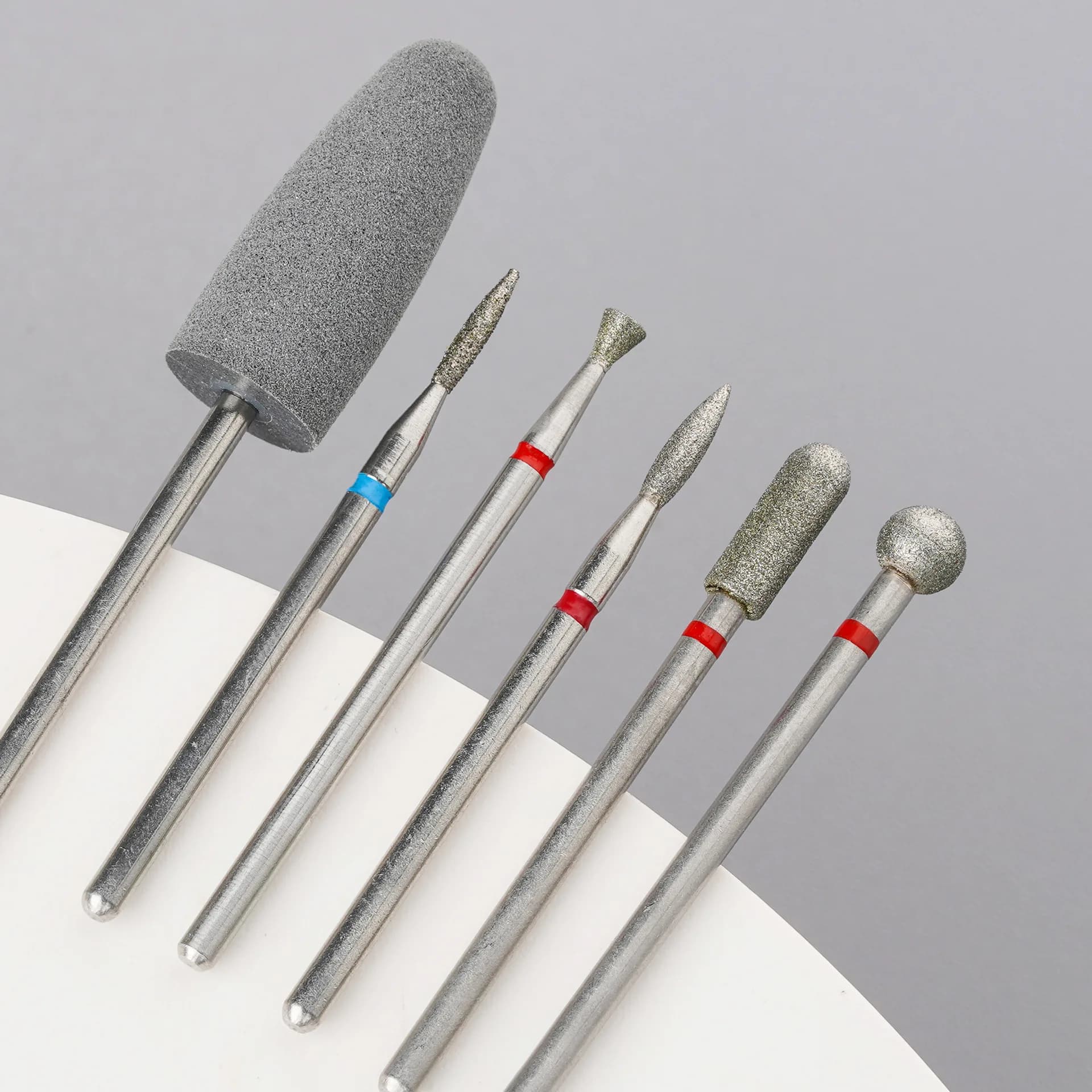set of six diamond sand nail drill polishing bits — image 2