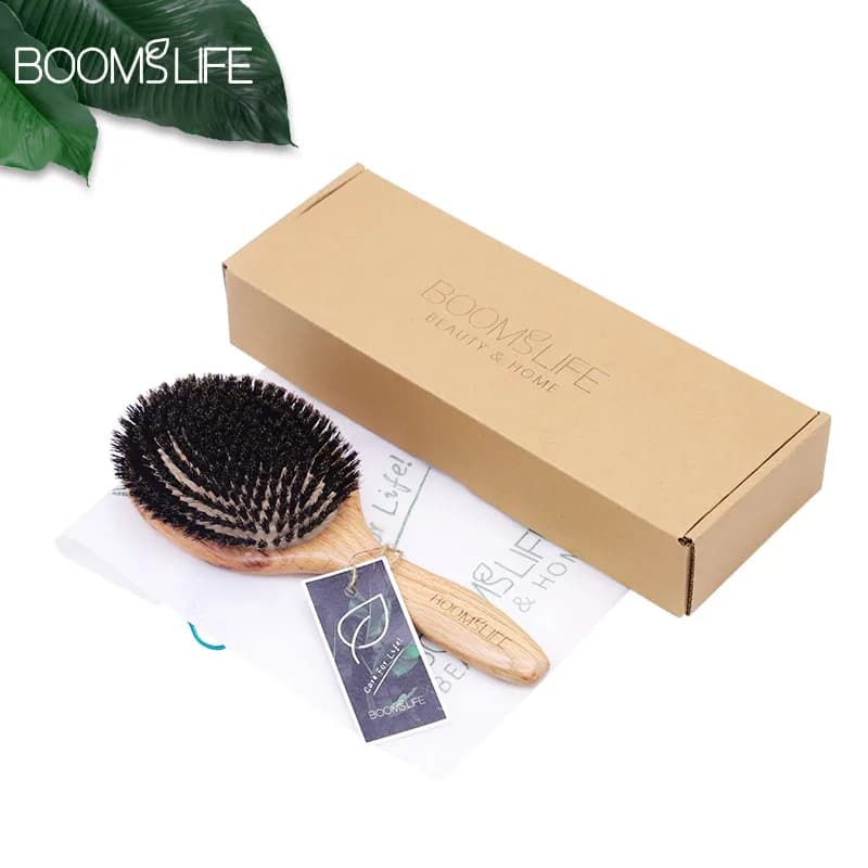 boar bristle hair brush with wooden handle — image 6