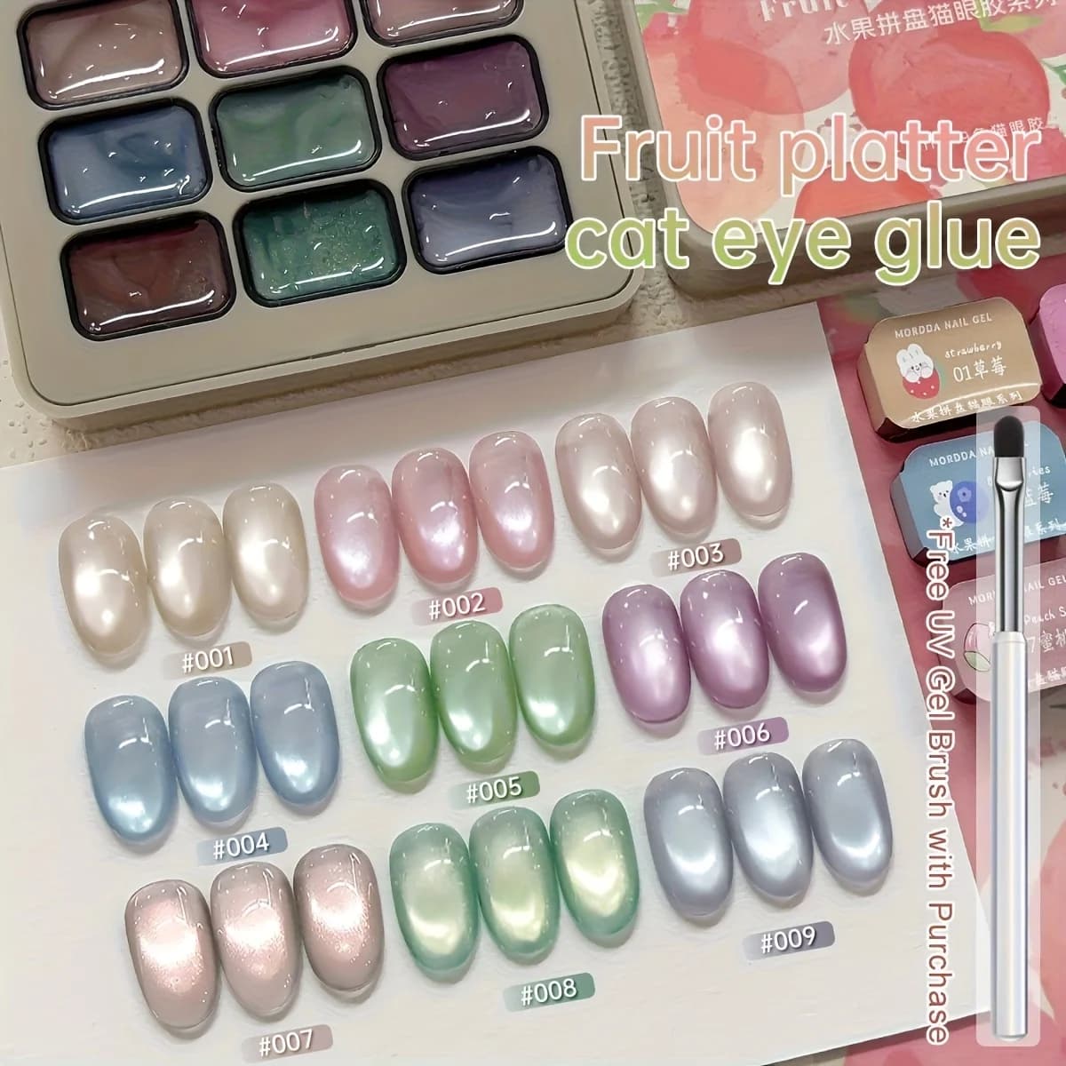 reflective cat eye magnetic nail gel set with nine colors — image 2