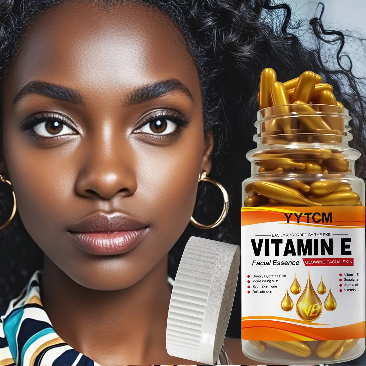 Bottle of vitamin e capsule essence with plant squalane and vitamin c — image 2