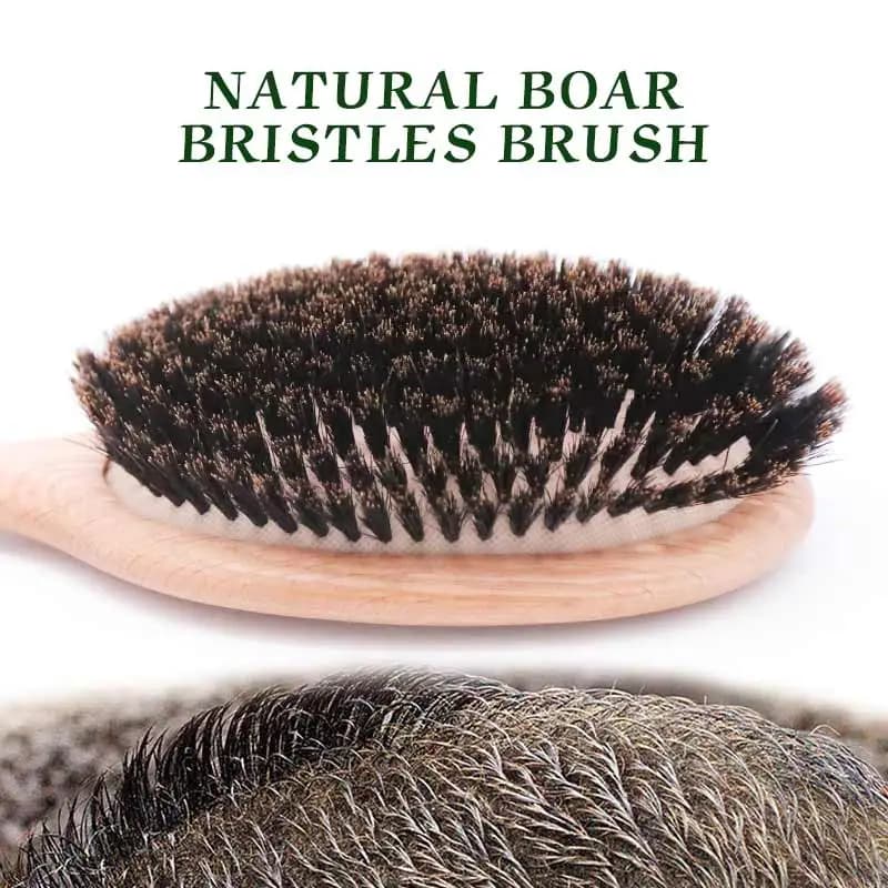 boar bristle hair brush with wooden handle — image 2