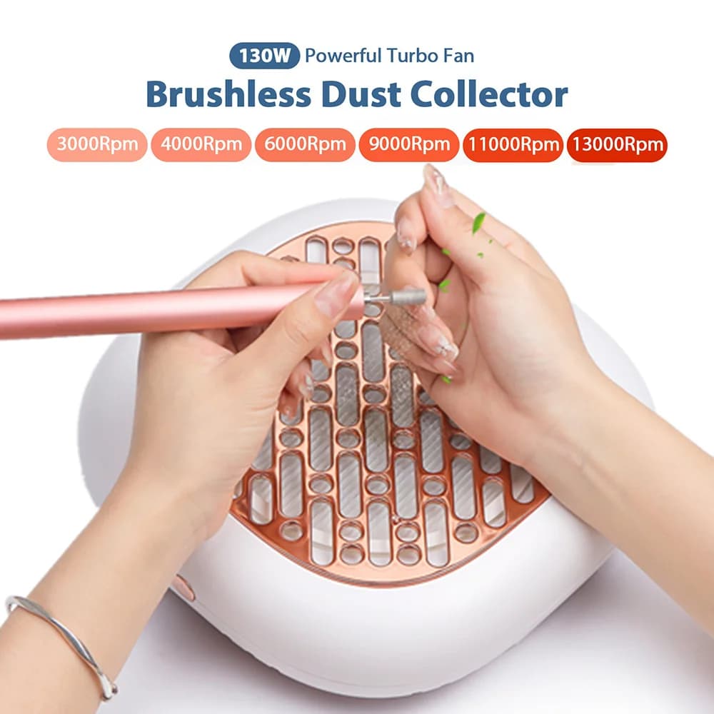 130W Brushless Nail Dust Collector with Dual Filters