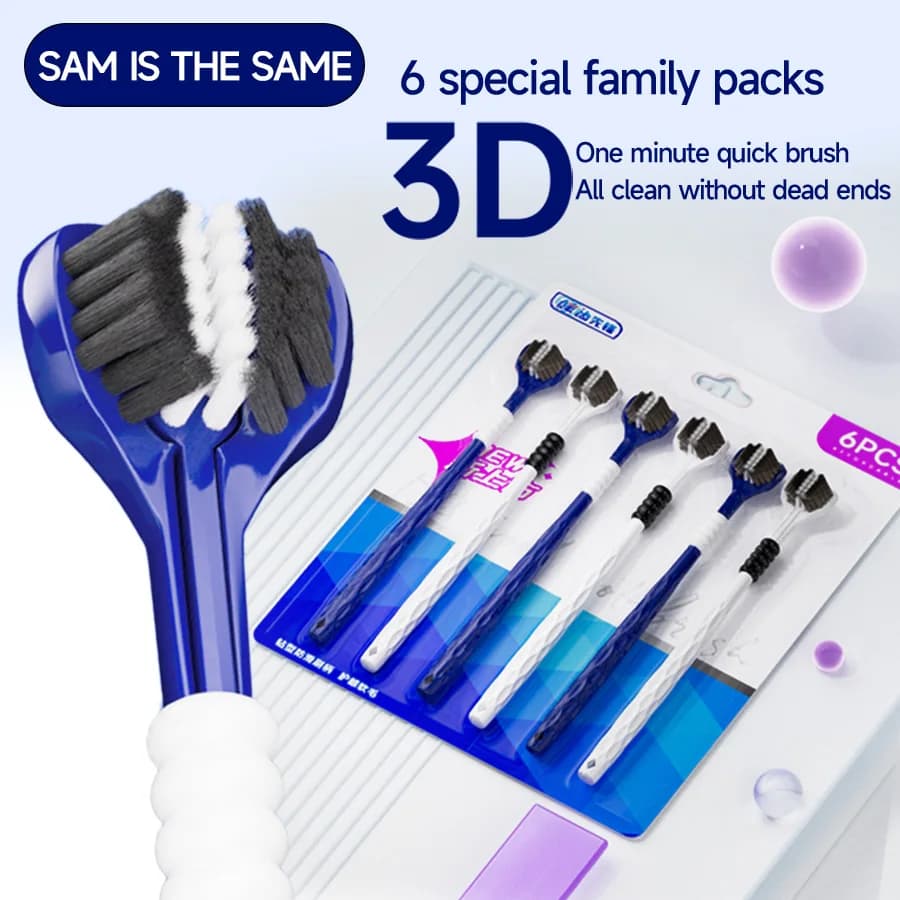 3D Manual Toothbrush, 6‑Piece U‑Shaped Soft Brush