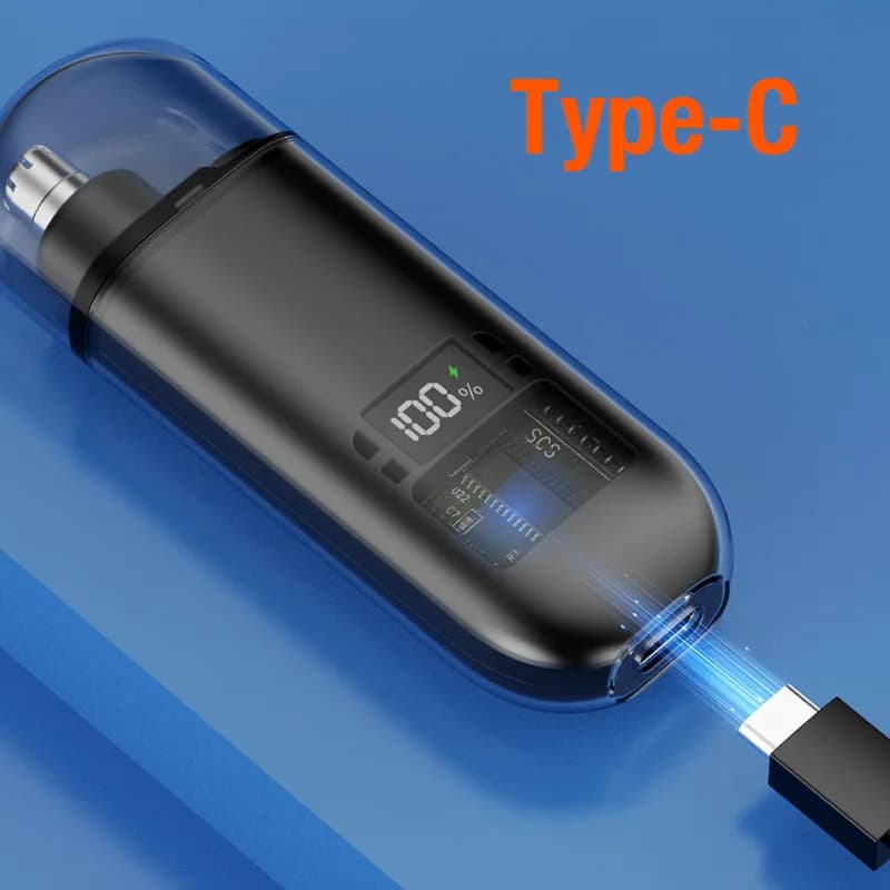 compact LED nasal hair trimmer with USB‑C charger — image 3