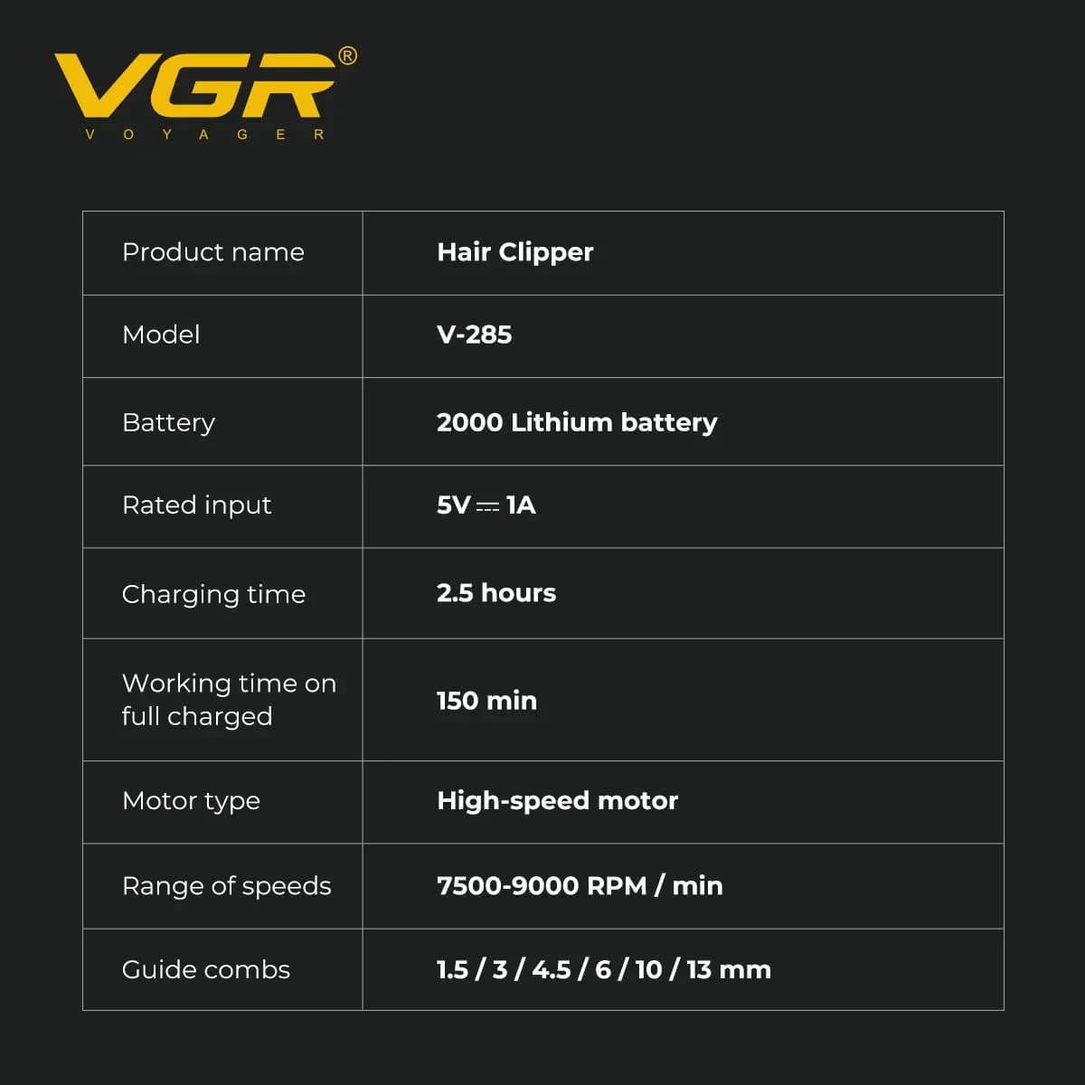 VGR rechargeable electric hair trimmer — image 5