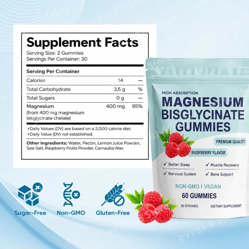 vegan raspberry magnesium bisglycinate gummies — image 6