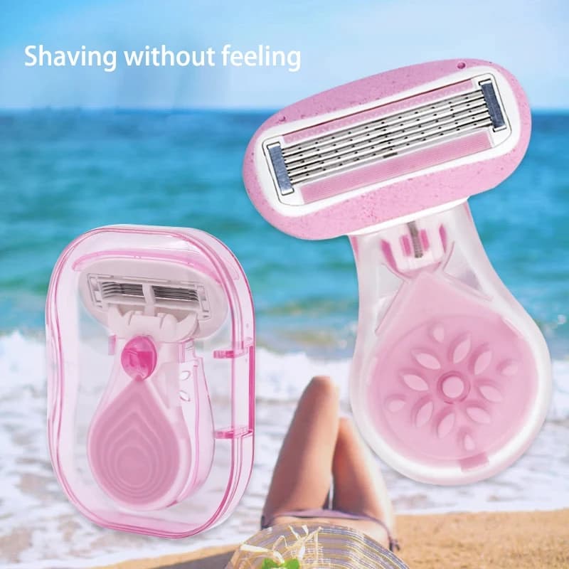 portable women's travel razor with protective net blade — image 3
