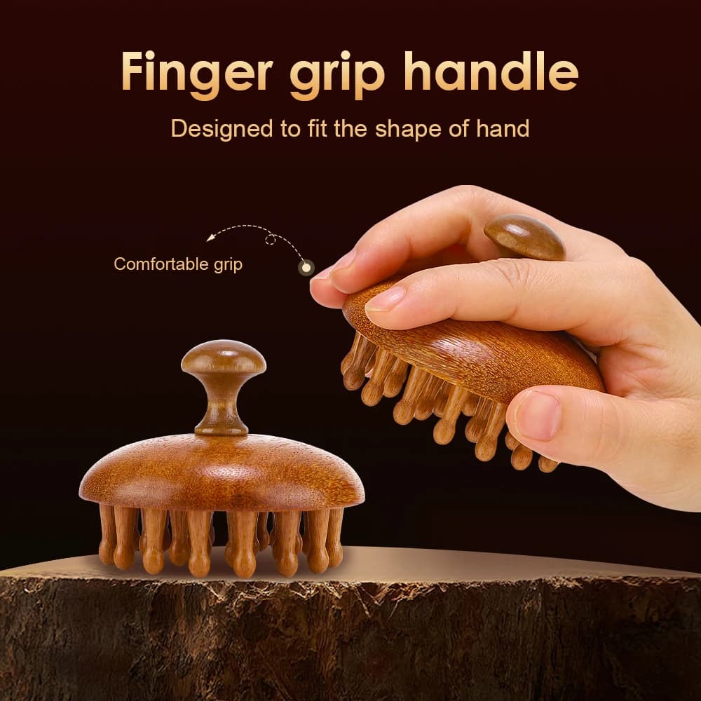 Wood therapy scalp massage comb made of sandalwood — image 1