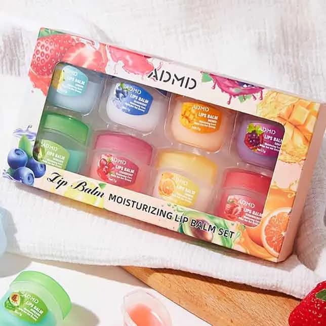 Eight fruit flavored lip balms in a box — image 6
