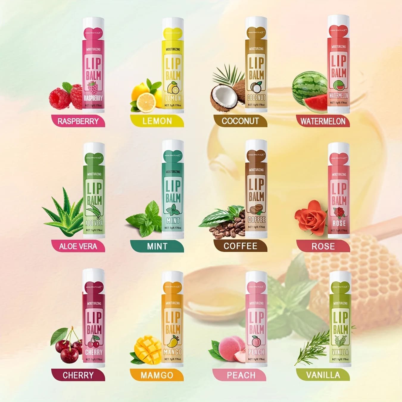 set of twelve 5 g moisturizing lip balms — image 3