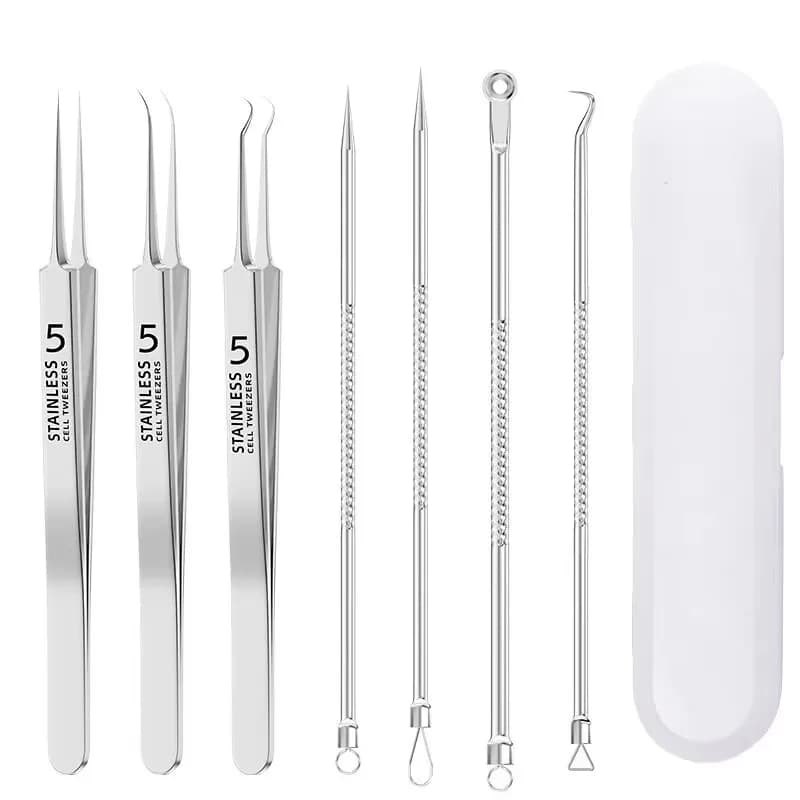 Stainless steel acne removal tool set with multiple extractor heads — image 7