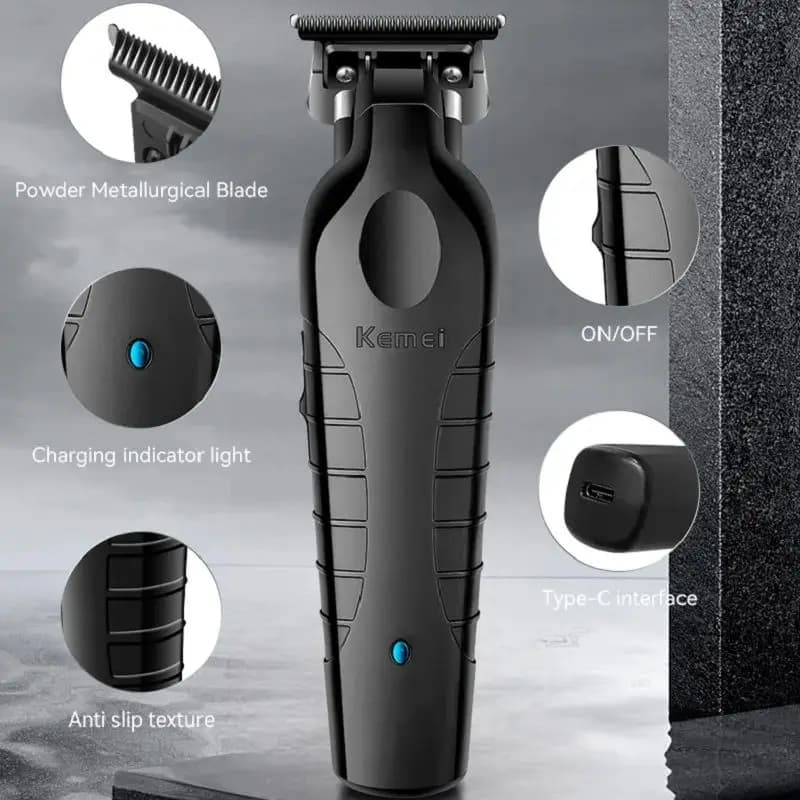Kemei cordless USB rechargeable zero-gap hair clipper — image 5