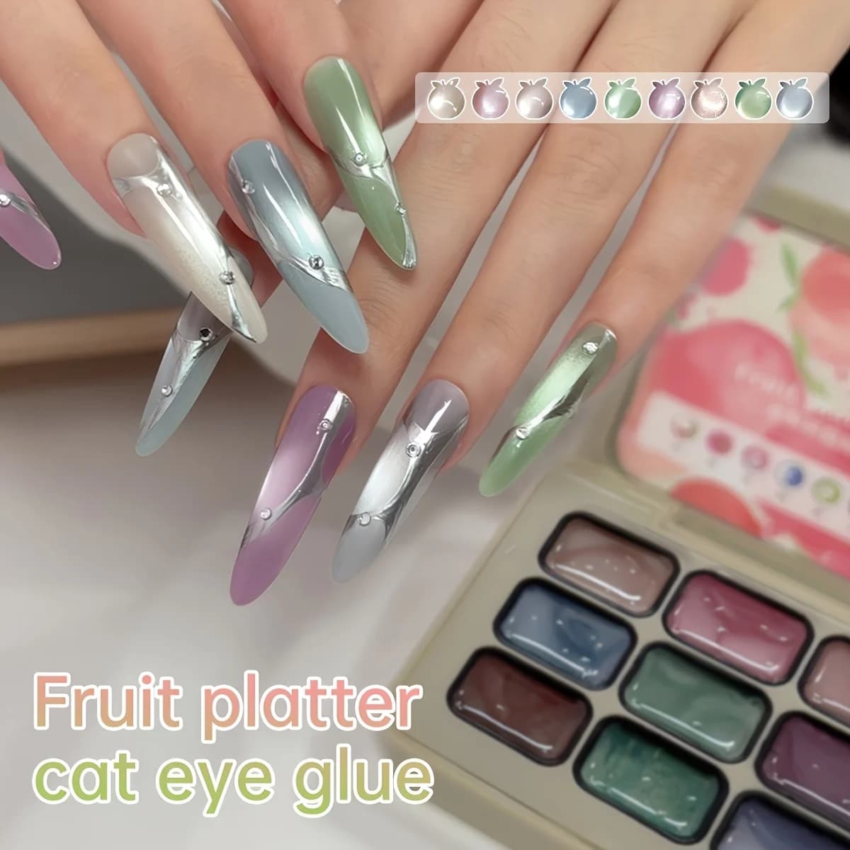reflective cat eye magnetic nail gel set with nine colors — image 5