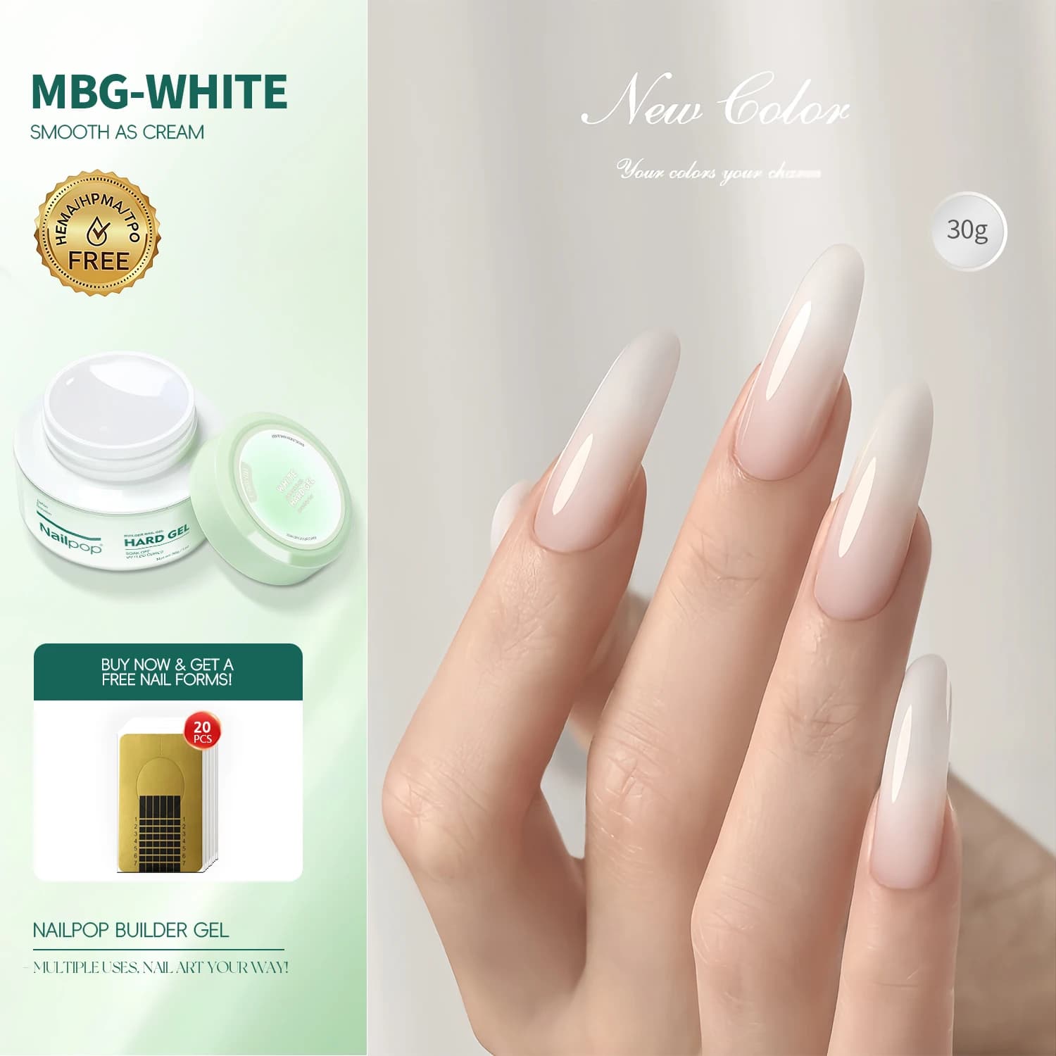 milky smooth HEMA-free builder gel tube — image 8