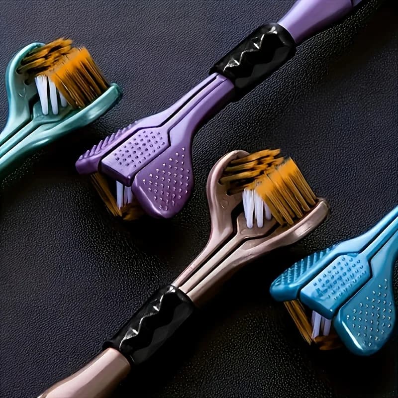 set of four ergonomic manual toothbrushes with soft‑grip handles — image 6