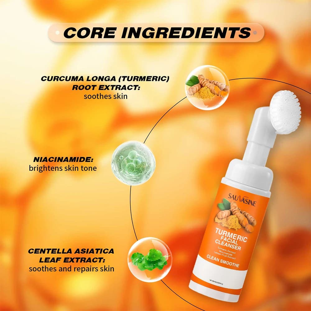 turmeric brightening facial cleanser foam — image 4