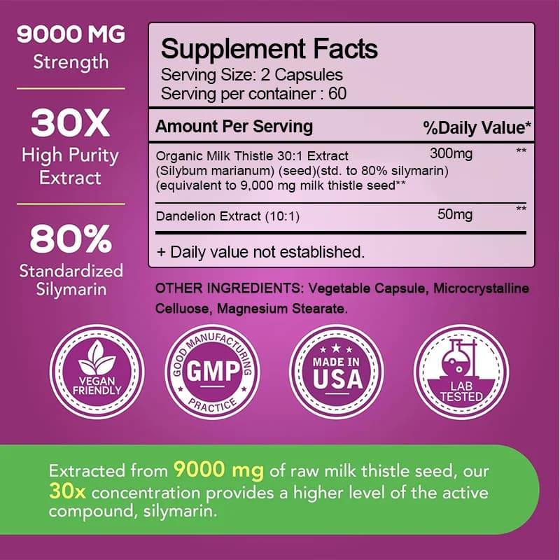 Organic milk thistle 9000 mg extract bottle — image 3