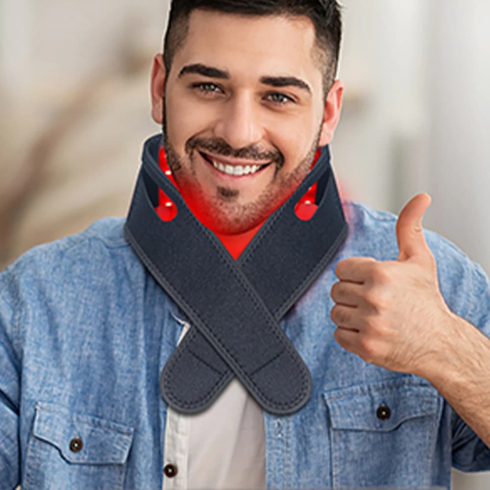 fabric neck and chin wrap with red and infrared light panels — image 6