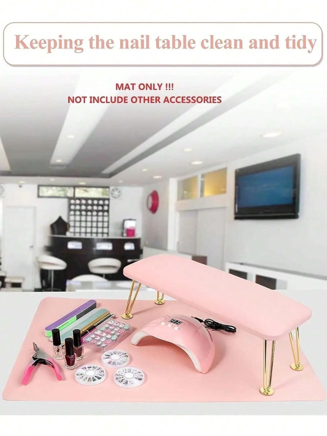 pink foldable nail art table mat — image 5