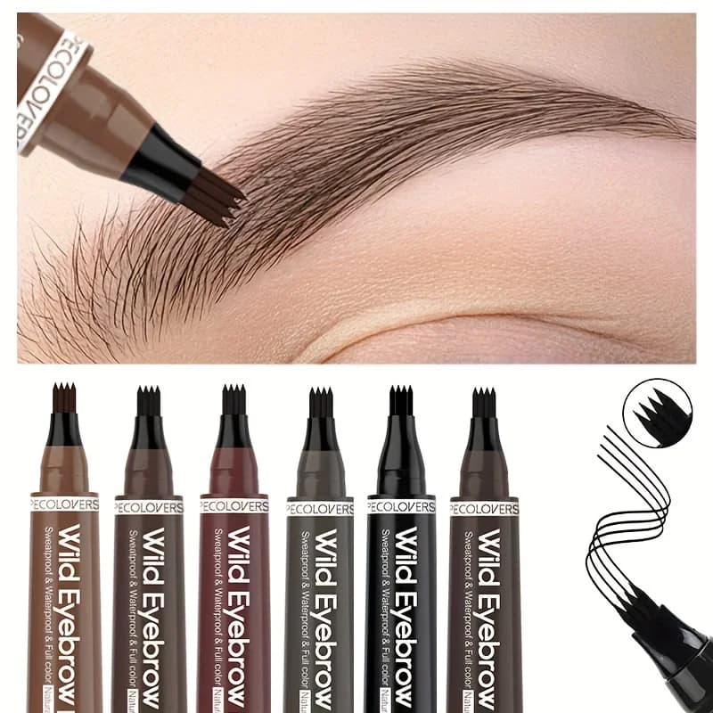 Waterproof Eyebrow Pen with 4‑Split Tip – 6 Colors