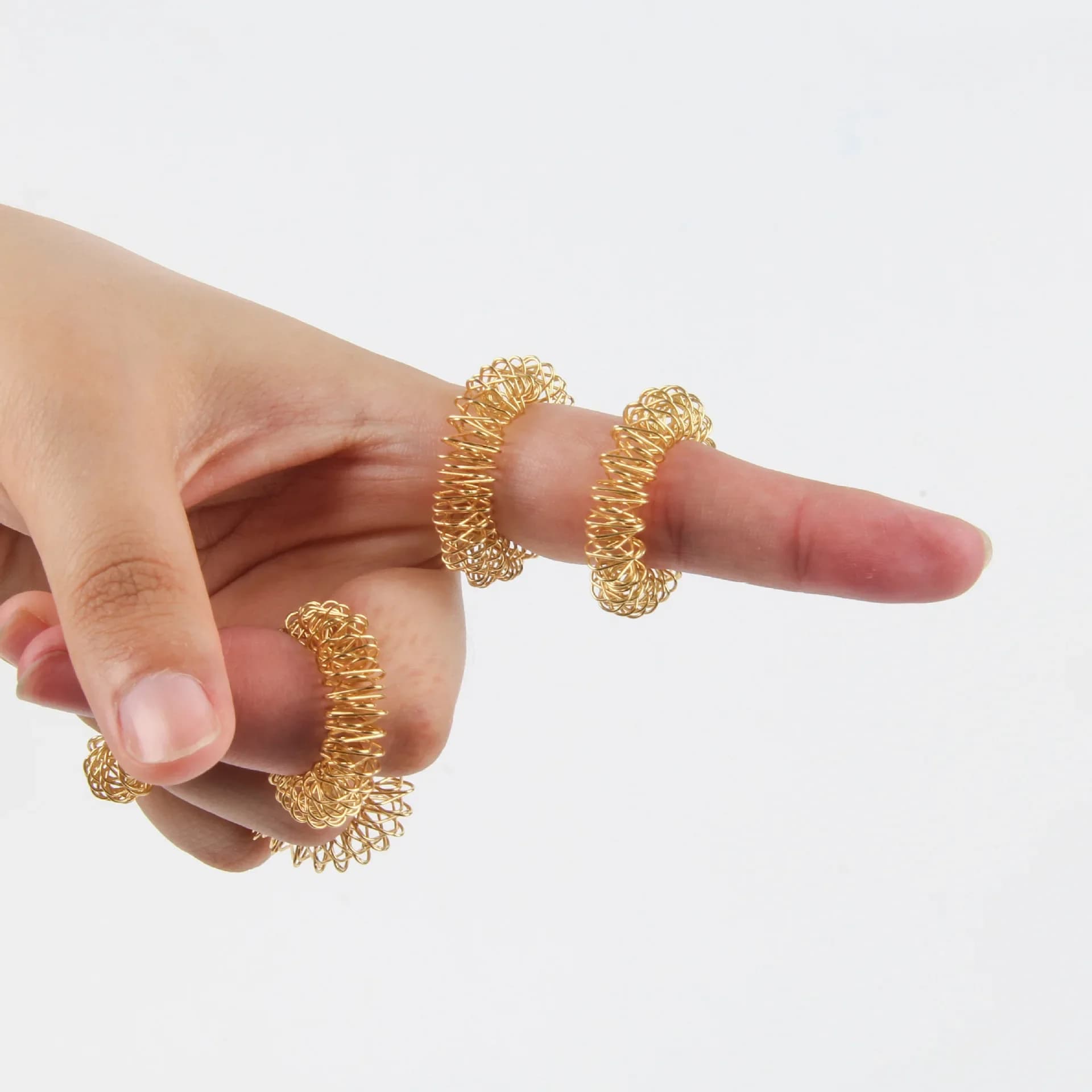 spiky acupressure finger rings set — image 3