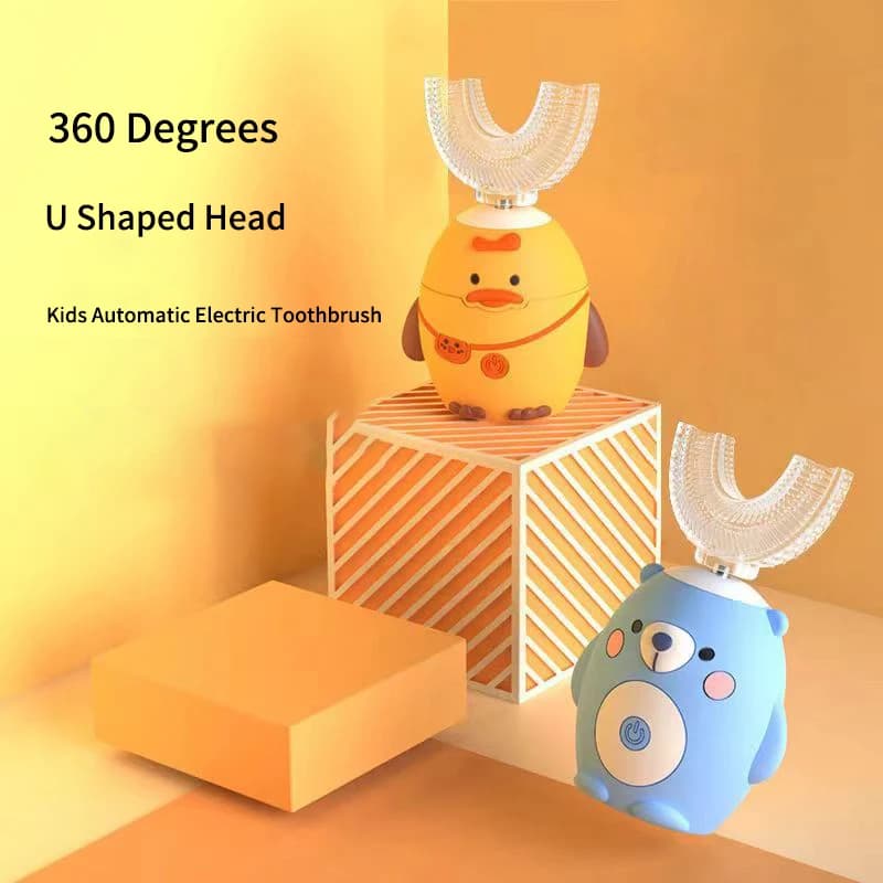 blue kids electric toothbrush with 360° U‑shape silicone head — image 2