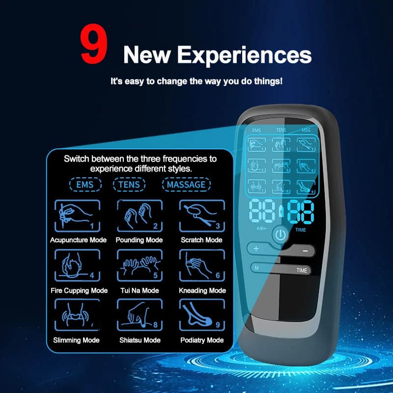 hand holding a portable TENS muscle stimulator — image 4