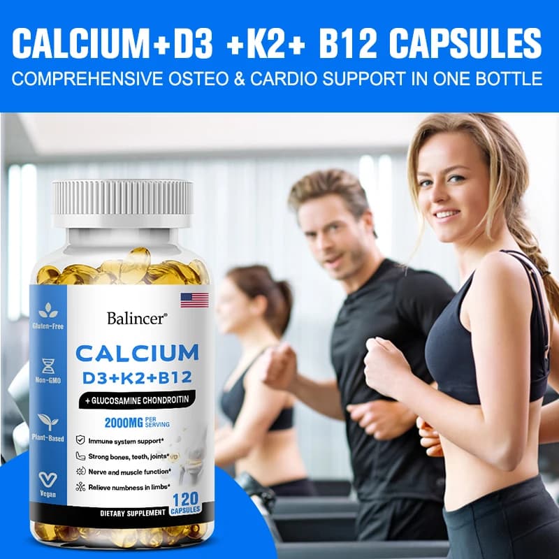 Calcium supplement bottle with D3 K2 B12 label — image 4