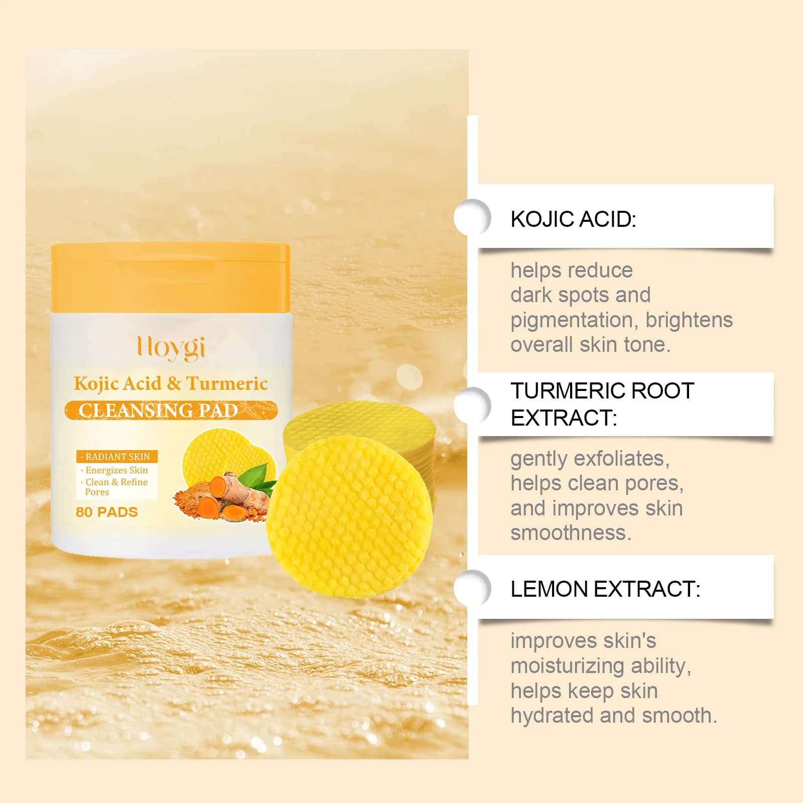 turmeric and kojic acid facial cleansing pad — image 4
