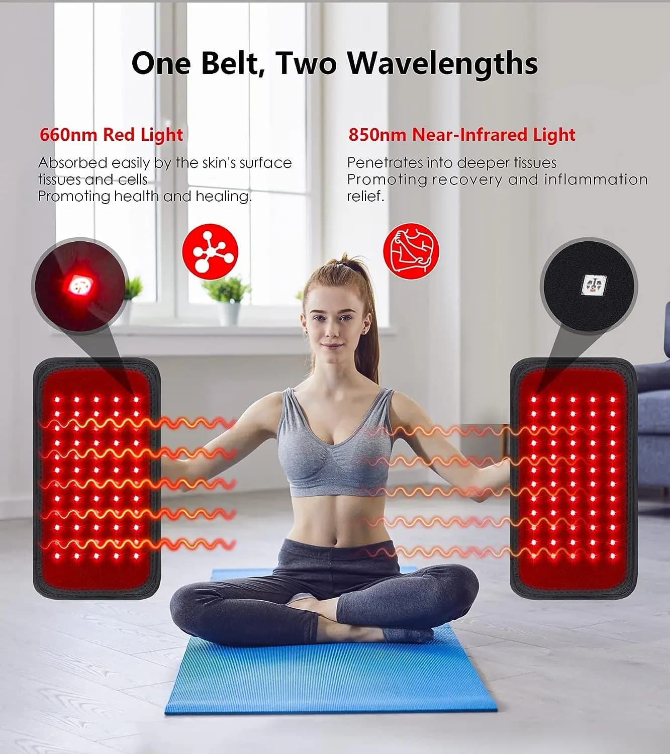 Red and infrared LED light therapy belt — image 5
