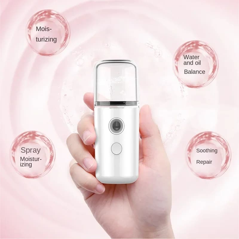 compact rechargeable facial steamer emitting nano mist — image 3