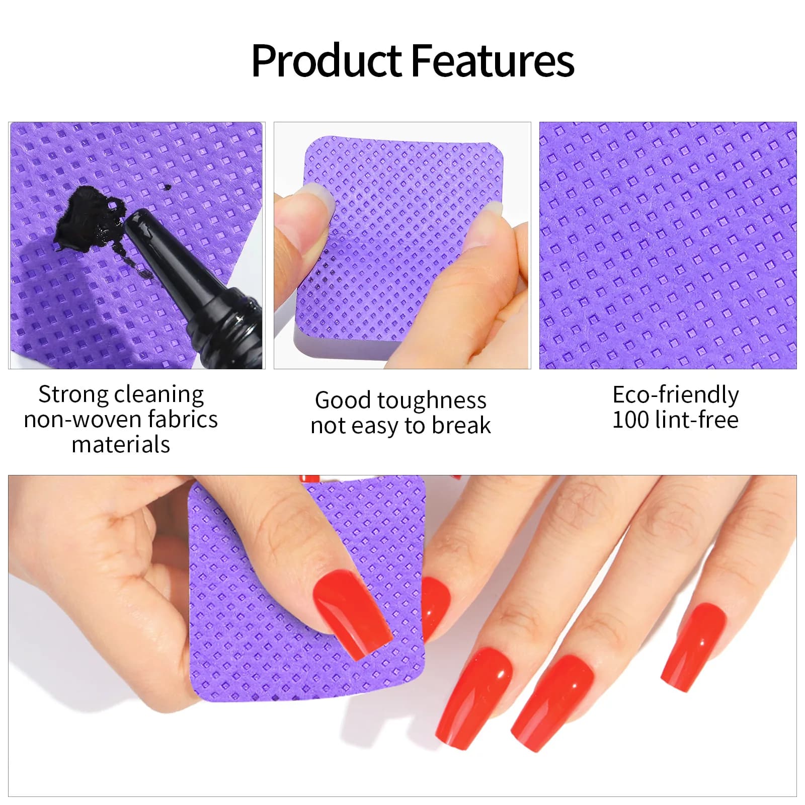 lint-free nail polish remover cotton wipes — image 2