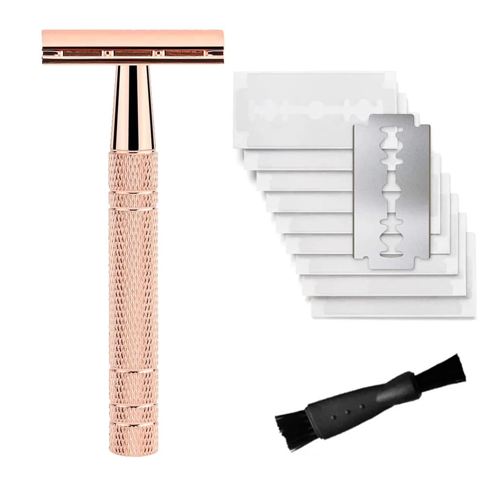 double edge safety razor with ten blades — image 1