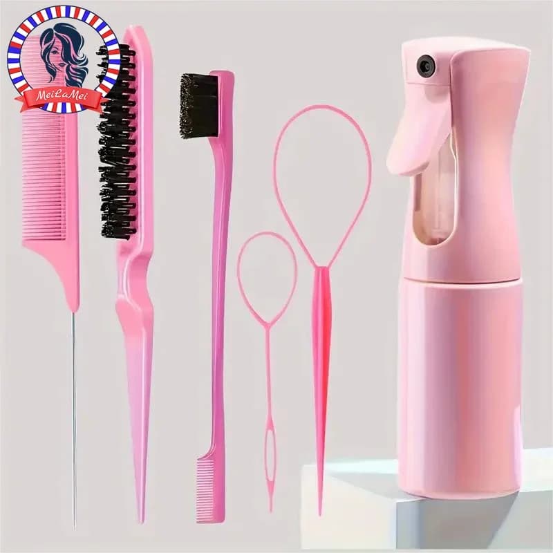 6-Piece Hair Brush Set with Spray Bottle