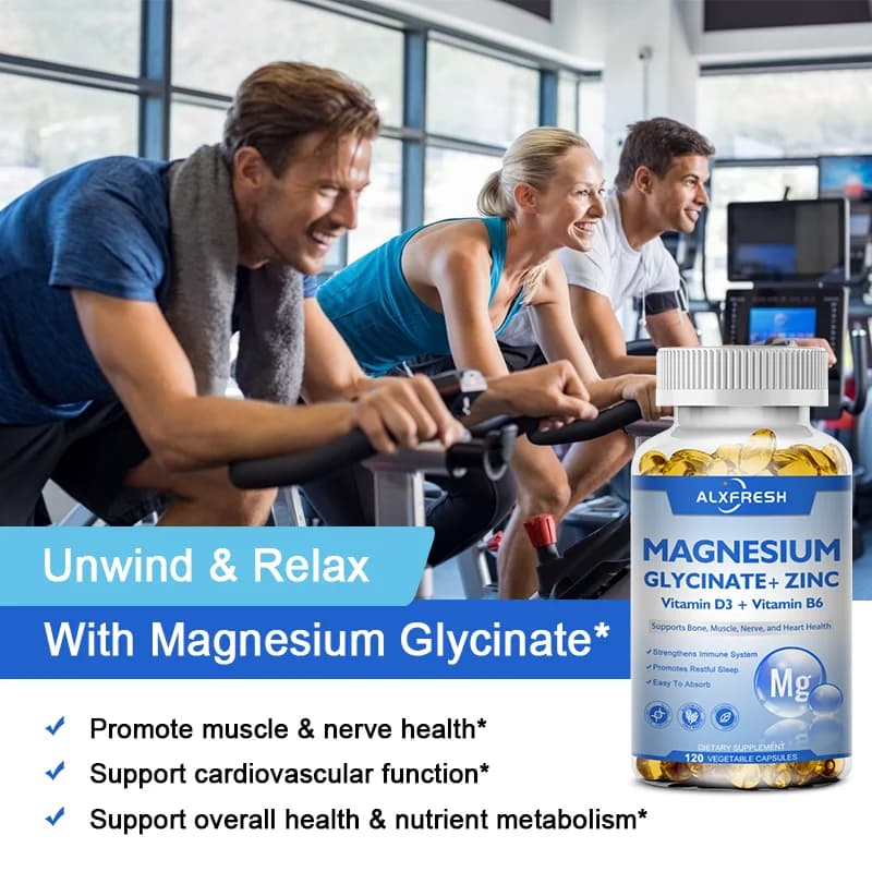 bottles of magnesium glycinate capsules with zinc, vitamin d3 and b6 — image 3